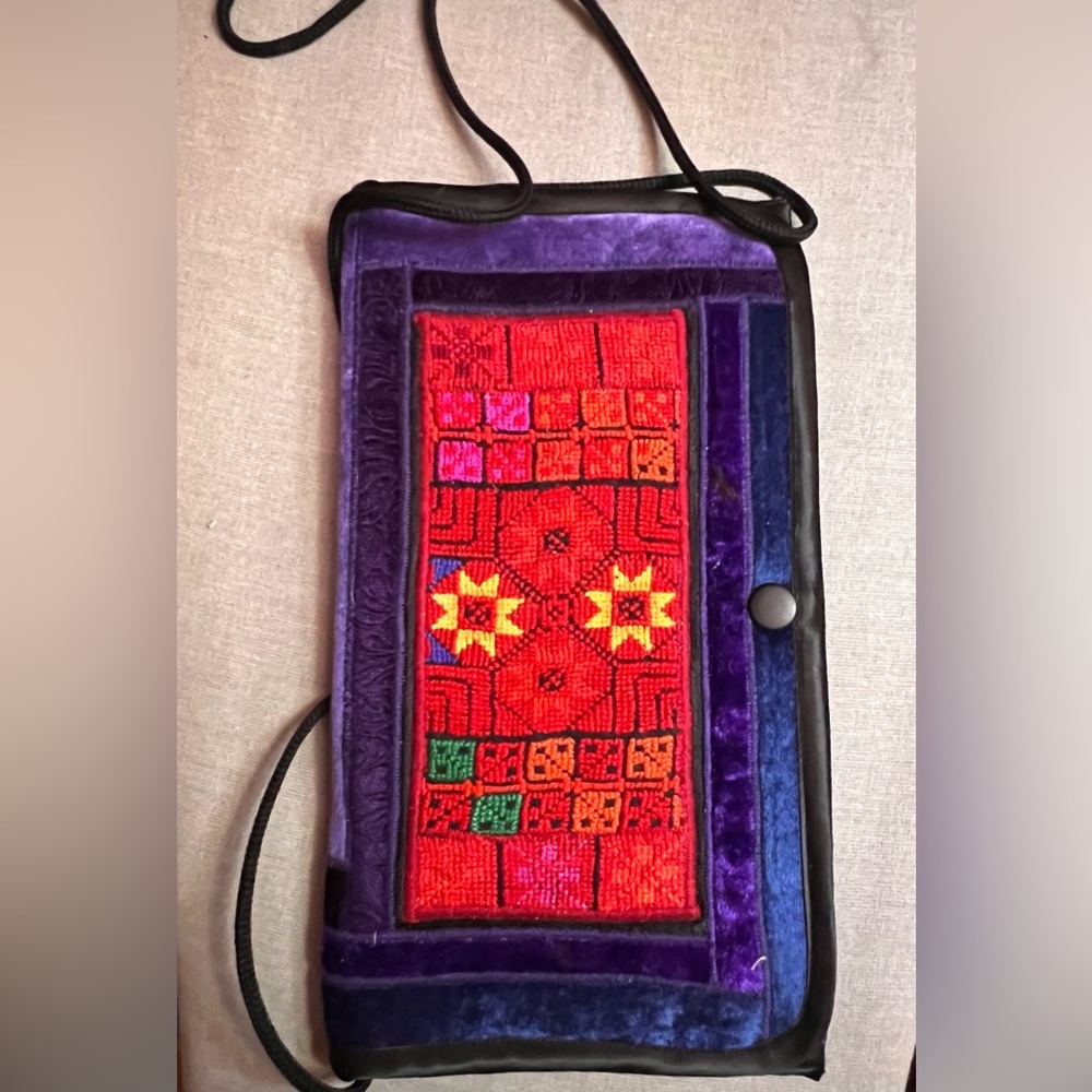 Anna Purple and Red Embroidered Handmade Clutch